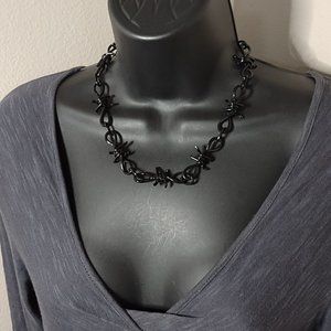 Very Awesome Black Barbed Wire Metal Necklace 18 Inches Long
